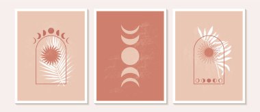 Organik doğalı orta çağ modern minimalist sanat baskısı.