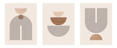 Organik doğalı orta çağ modern minimalist sanat baskısı.