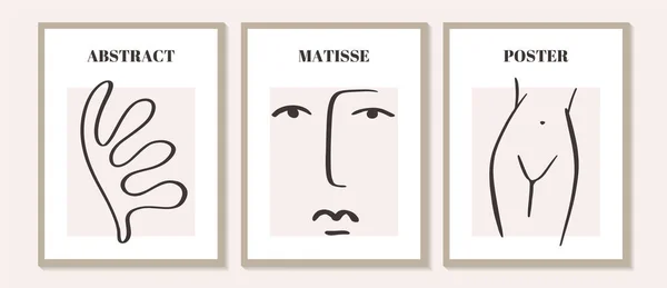 Trendige Zeitgenössische Reihe Von Abstrakten Matisse Geometrischen Minimalistischen Künstlerischen Handbemalten — Stockvektor