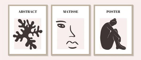 Trendige Zeitgenössische Reihe Von Abstrakten Matisse Geometrischen Minimalistischen Künstlerischen Handbemalten — Stockvektor