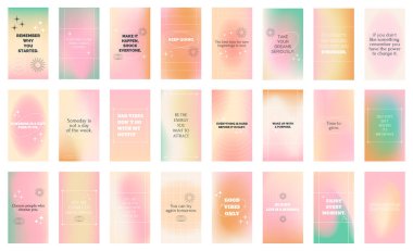 Soyut alıntılarla birlikte düzenlenebilir asgari vurgulama şablonu seti. El çizimi şablonlar. Sosyal medya paylaşımı için arkaplan