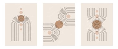 Organik doğal şekilli orta çağ modern minimalist sanat baskısı. Bej üzerine asgari geometrik siyah çizgi olan soyut çağdaş estetik arka plan. Boho duvar dekoru.
