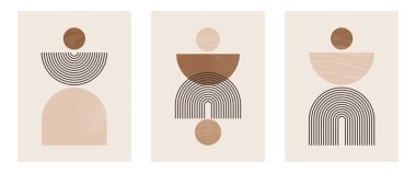 Organik doğal şekilli orta çağ modern minimalist sanat baskısı. Bej üzerine asgari geometrik siyah çizgi olan soyut çağdaş estetik arka plan. Boho duvar dekoru.