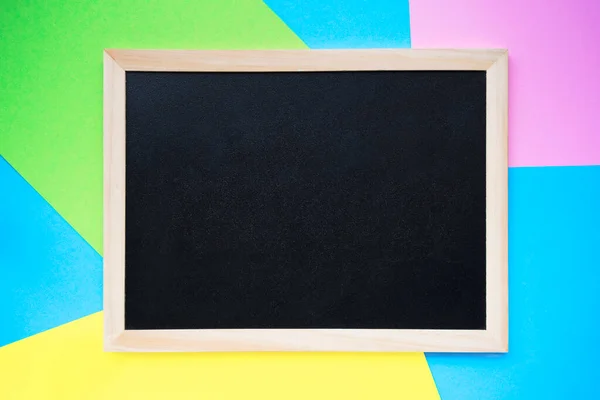 Empty Chalkboard Line Pink Yellow Green Light Blue Paper Background — Stok fotoğraf