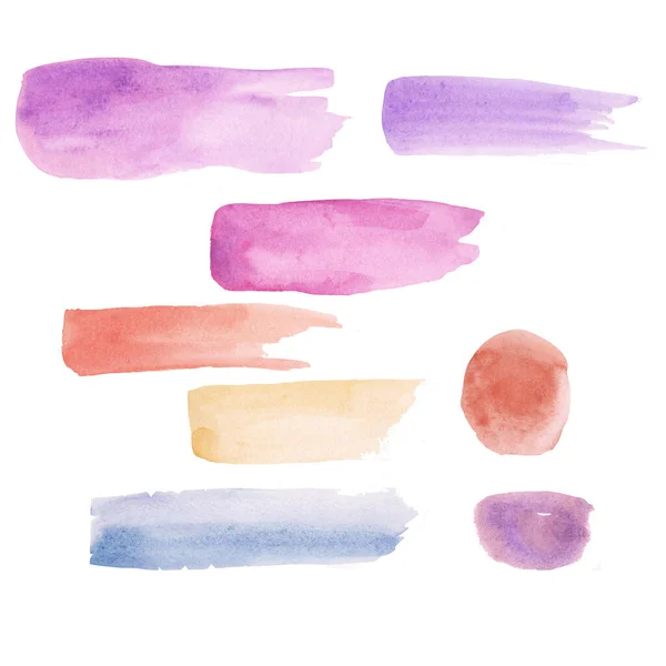 Pinceladas Manchas Pincel Acuarela Ambientadas Tonos Violetas Colores Del Cielo — Foto de Stock