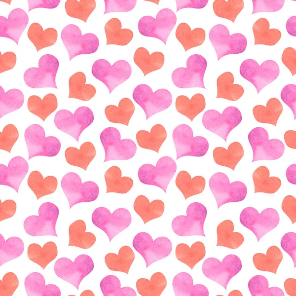 Pembe suluboya lekeli sevimli kalp deseni. Kusursuz romantik dokular. El çizimi, Sevgililer Günü dekorasyonu, romantik randevular, tebrik kartları, ambalaj kağıtları