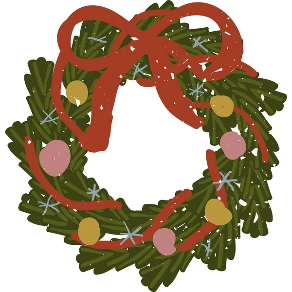 Corona de Navidad icono vector decoración del tiempo de invierno — Vector de stock