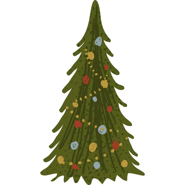 Árbol de Navidad icono vector plano conífera decorada — Vector de stock