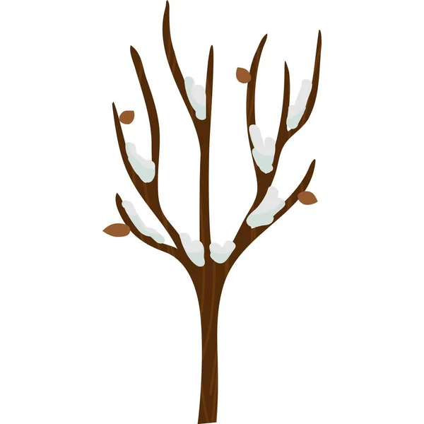 冬季树，在雪矢量图标下有最后一片叶子 — 图库矢量图片