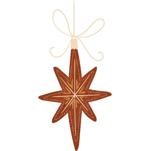 Estrella dorada navidad aislado juguete vector icono — Vector de stock