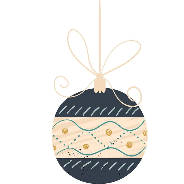 Bola de árbol de Navidad con cinta arco icono vector — Vector de stock