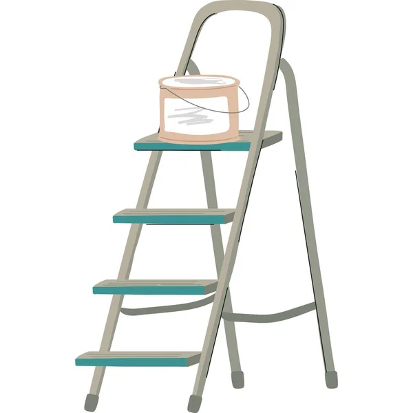 Ladder met verfblikje icoon home reparatie vector — Stockvector