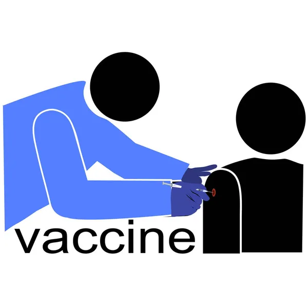 Doutor Vacinando Paciente Covid Pandemia Vara Figura Vector Ilustração — Vetor de Stock