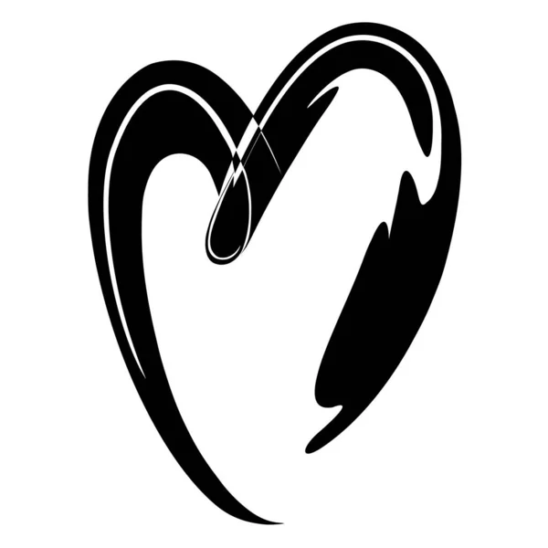 Tusz Love Heart Monochromatycznym Projekcie Grunge Ilustracja Wektora Narysowanego Ręcznie — Wektor stockowy