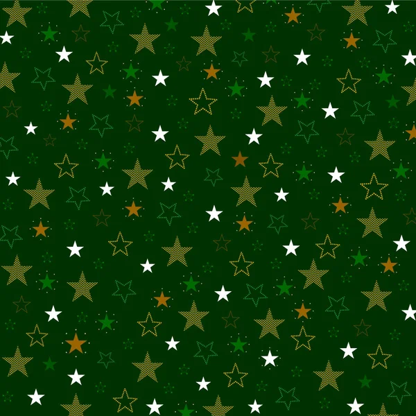 Eleganter Saisonaler Hintergrund Mit Sternen Die Sich Auf Grün Wiederholen — Stockvektor