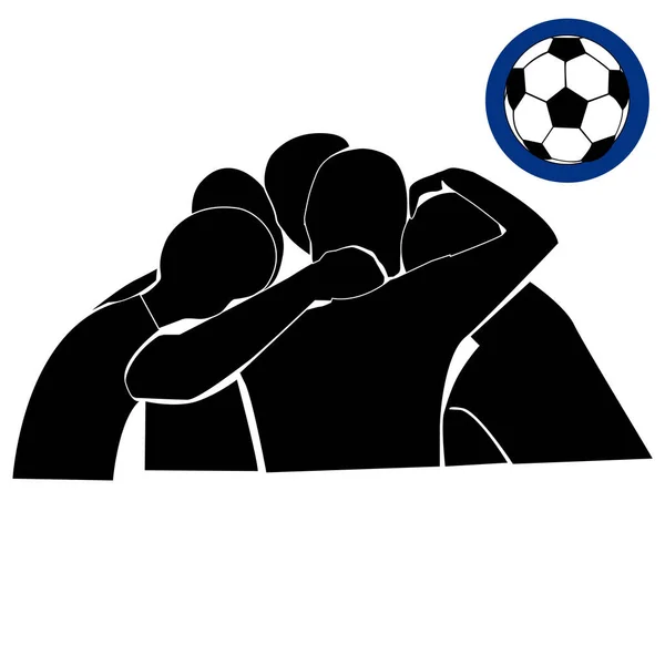 Football Team Knuffelen Winnen Pictogram Pictogram Ikoon Vector Illustratie — Stockvector