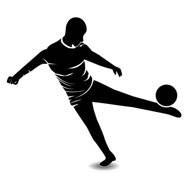 Footballer Hitting Ball. Stick Figure Pictogram Icon Vector Illustration