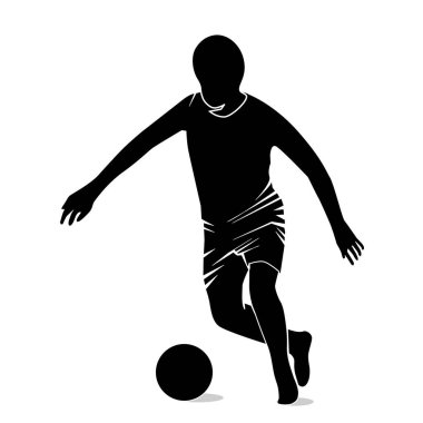 Footballer Kicking Ball on Field. Winner Concept. Stick Figure Pictogram Icon. Vector Illustration