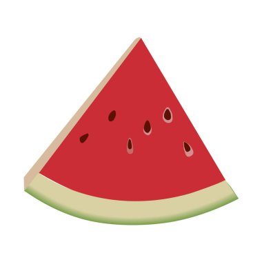 Beyaz arka planda izole edilmiş lezzetli bir karpuz dilimi. Vektör İllüstrasyonu