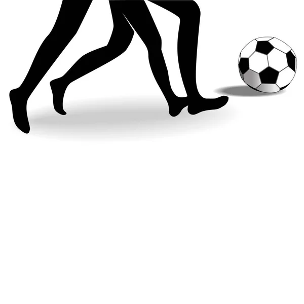 Joueurs Football Kicking Ball Concept Travail Équipe Illustration Vectorielle Figure — Image vectorielle