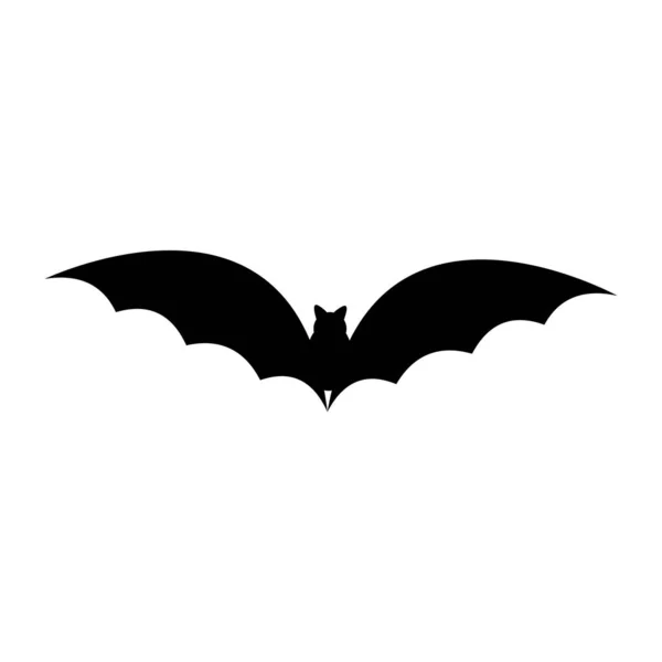 Bat Icon Isolated White Background Creepy Halloween Decoration Black Flat — Stock Vector