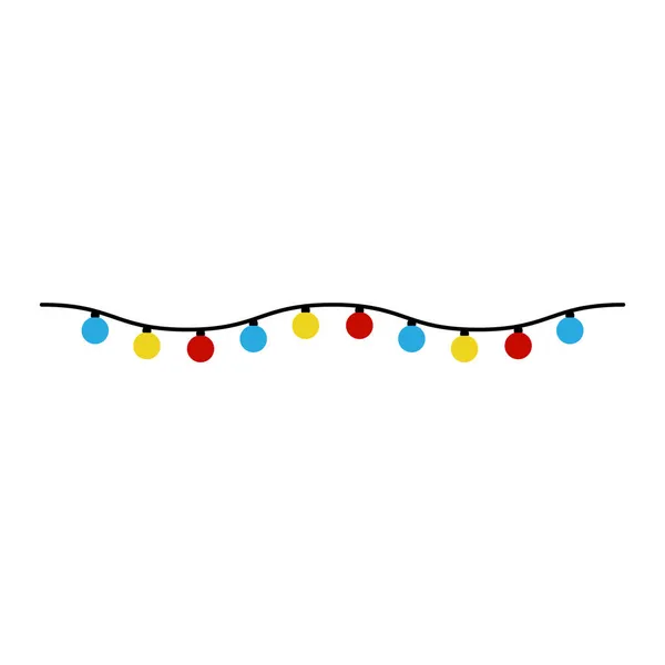 Guirlande Noël Isolée Sur Fond Blanc Lumières Avec Ampoules Colorées — Image vectorielle