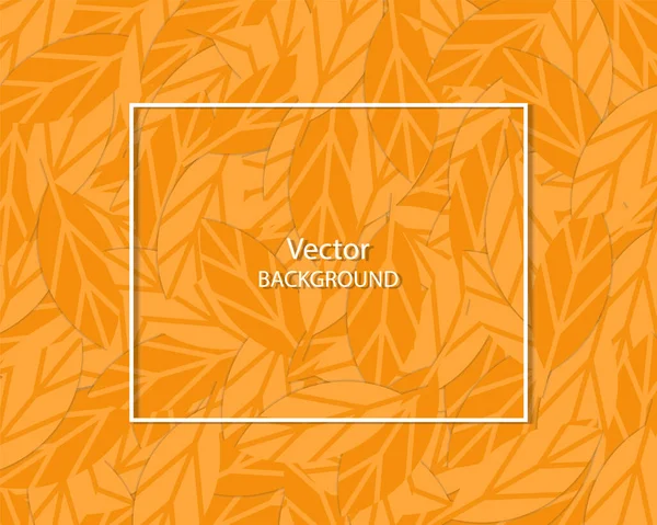 Fondo Otoñal Con Hojas Naranjas Marco Blanco Copyspace Diseño Otoño — Vector de stock