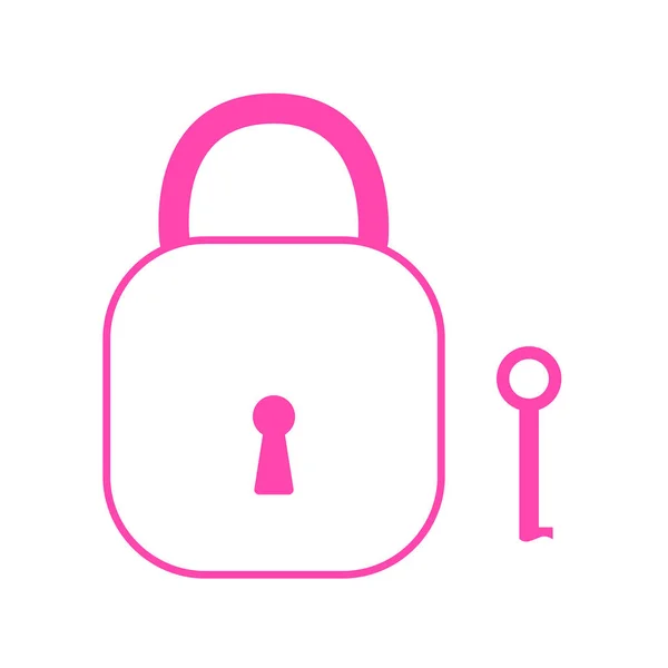 Lock Key Isolated White Background Icon Padlock Flat Vector Illustration — Stock Vector