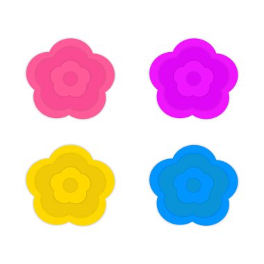 Üç boyutlu çiçek seti. Güzel renkli elementler. Çiçek vektör çizimi. Doğa dekorasyonu koleksiyonu