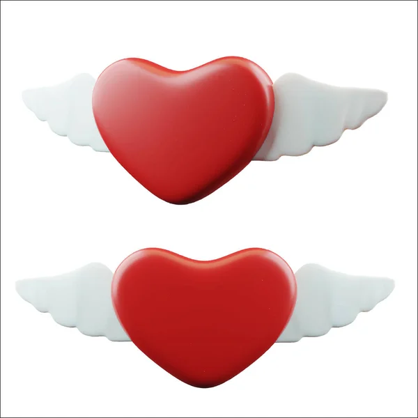 Set Red Realistic Hearts Happy Symbol Valentine Day Object Romantic — Archivo Imágenes Vectoriales