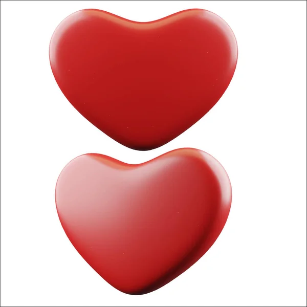 Set Red Realistic Hearts Happy Symbol Valentine Day Object Romantic — Stockvektor