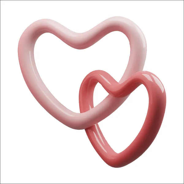 Realistic Hearts Fastened Together Happy Symbol Valentine Day Object Romantic — Stockvektor