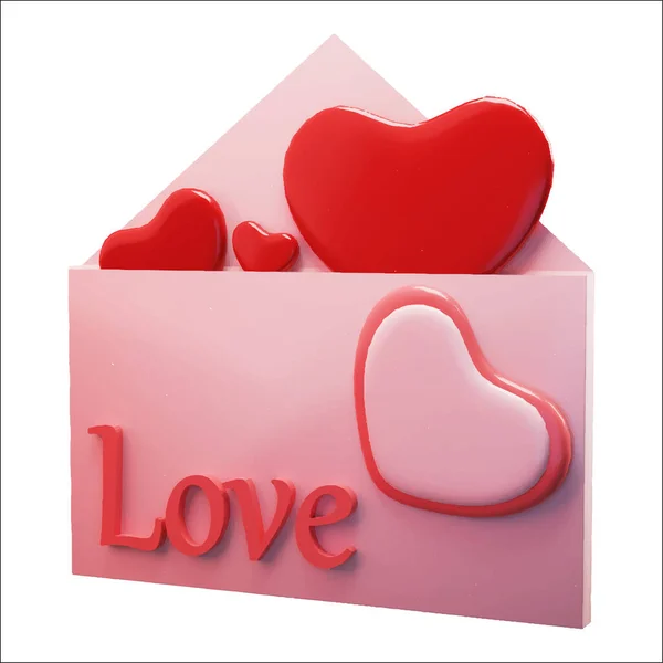 Love Letter Heart Design Valentine Full Hearts Text Greeting Red — Stockvektor