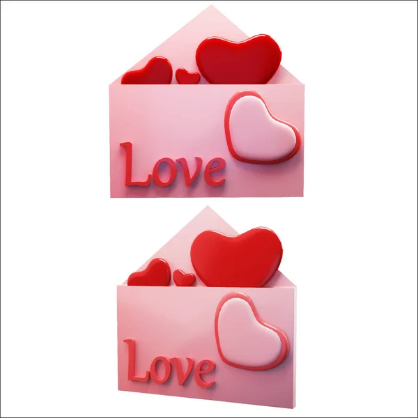 Love Letter Heart Design Valentine Full Hearts Text Greeting Red — Stockvektor