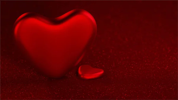 Realistic Colorful Red Romantic Hearts Valentine Background Shiny Festive Modern — Stockvektor