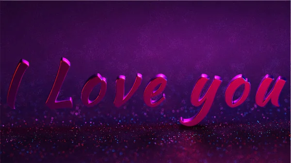 Realistic Colorful Romantic Hearts Valentine Background Shiny Festive Inscription Love — Vettoriale Stock
