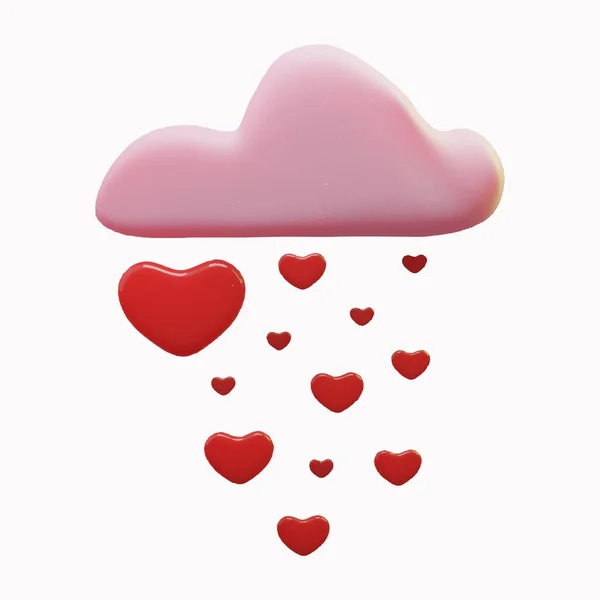 Wolke Und Herzen Isoliert Auf Hellem Hintergrund Valentinstag Konzept Trendiger — Stockvektor