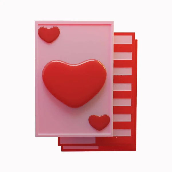 Herzförmige Karte Zwei Farben Valentinstag Symbol Vektor Illustration Isoliert Auf — Stockvektor