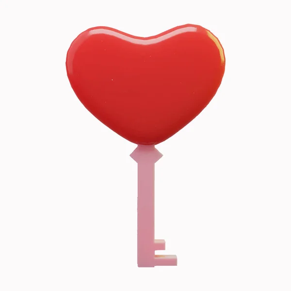 Rendering Eines Einfachen Schlüssels Mit Einer Herzform Darüber Valentinstag Konzept — Stockvektor