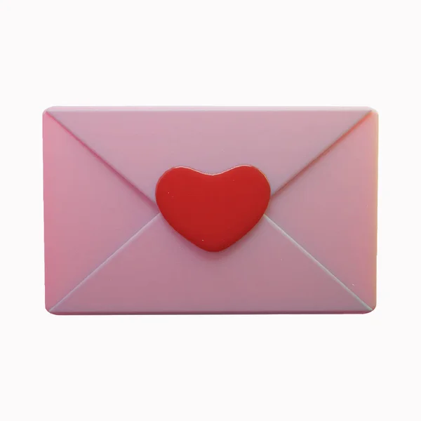 Offener Liebesbrief Süßer Rosafarbener Umschlag Mit Herzform Realistisch Für Valentinstag — Stockvektor