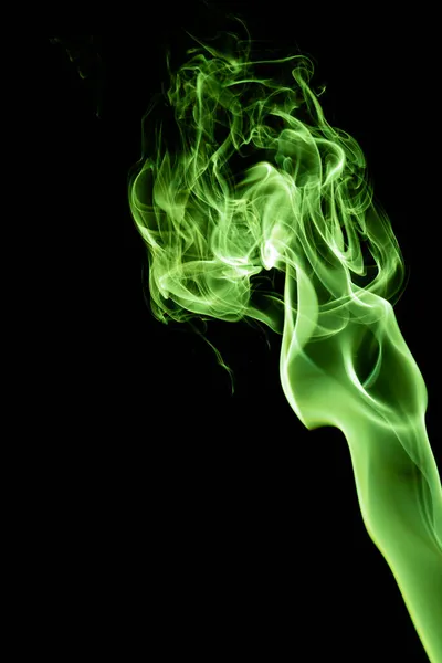 Green Color Abstract Smoke Black Background — Stock Photo, Image