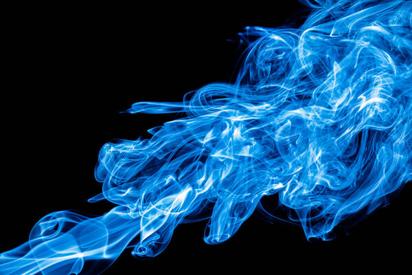 Blue color abstract smoke on black background