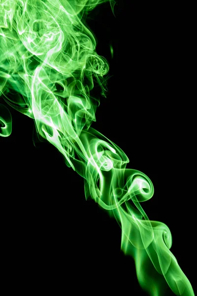 Green Color Abstract Smoke Black Background — Stock Photo, Image
