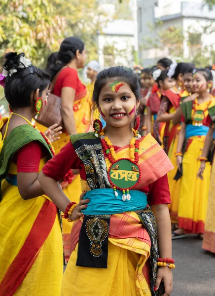 Bolpur Shantiniketan Bengala Ocidental Índia Março 2022 Número Meninas Indianas — Fotografia de Stock