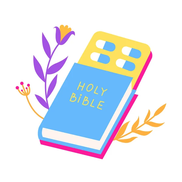 Vector Holy Bible Sticker Vector Lip Art Colors Book Illustration — Stock Vector