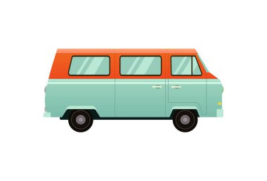 Otobüs beyaz arka planda izole edilmiş. Düz biçimli vektör illüstrasyonu. 