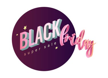 Kara Cuma afişi, 3D metin. Süper satış. Poster. Vektör illüstrasyonu.