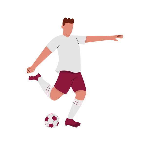 Fußballspieler Läuft Mit Ball Isoliert Auf Weißem Hintergrund — Stockvektor