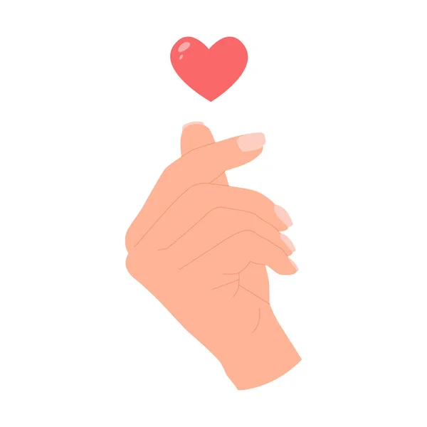 Pop Korean Symbol Hand Heart Design Element Poster — Stock Vector