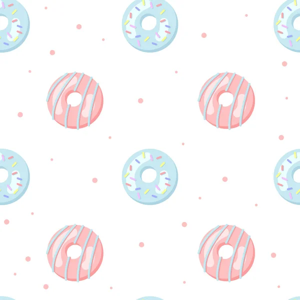 白を基調としたシームレスなパターンです ピンクとブルーのお菓子 デザインテンプレート — ストックベクタ